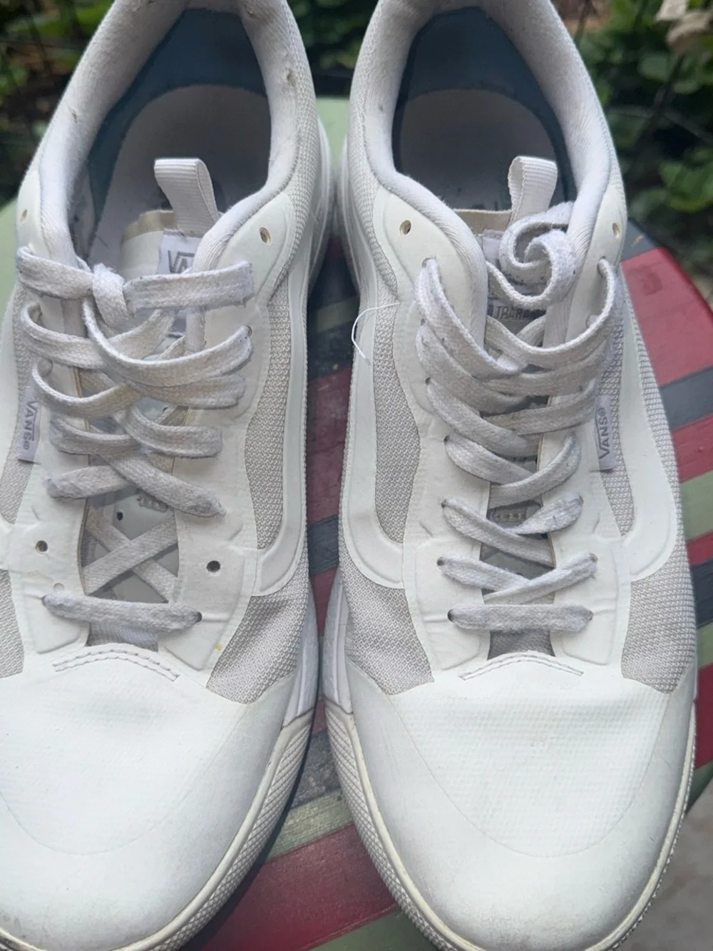 Vans Men’s White Low-Top Mesh & Leather Sneakers